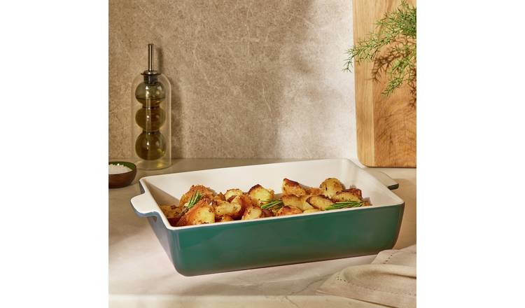 Argos Home Large 37x23cm Dark Green Ceramic Roaster