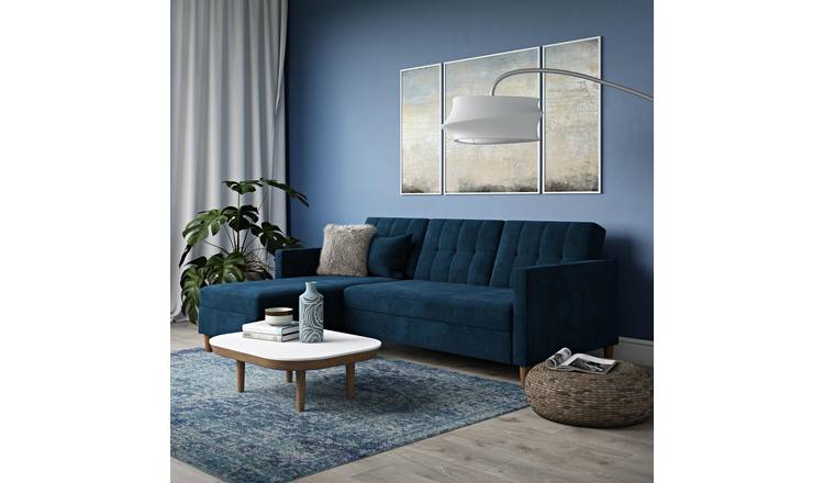 Dorel Hartford Velvet Futon Sofa Bed - Blue