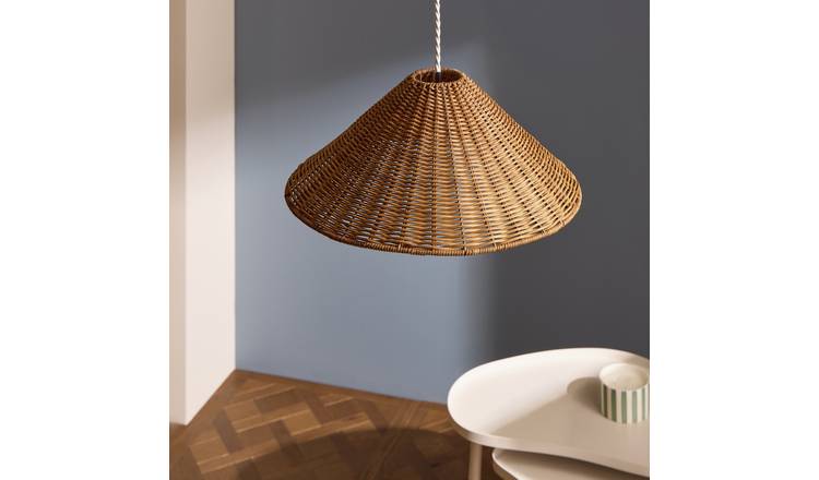Habitat Brown Rattan Cone Easy Fit Lampshade - 40cm