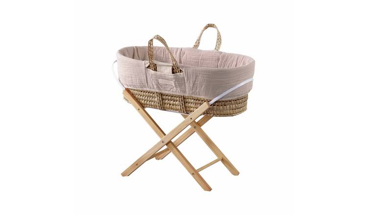 Kinder Valley Muslin Moses Basket with Stand
