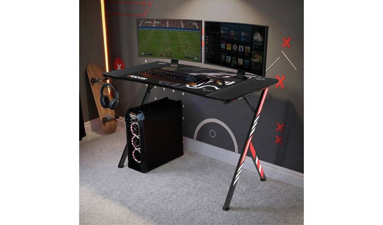 X Rocker Arteon Esports Gaming Desk with Included Mousepad - Red & Blue