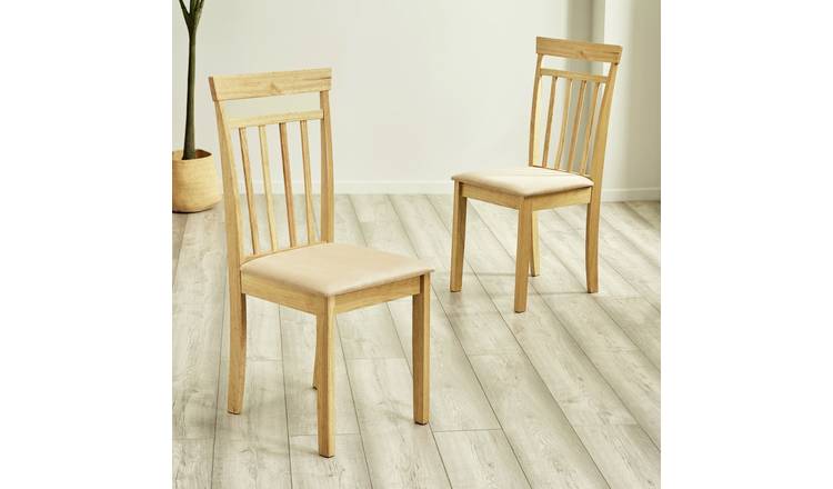 Julian Bowen Coast Pair of Solid Wood Dining Chairs - Natural