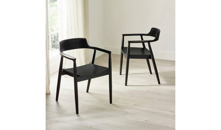 Julian Bowen Franklin Pair of Solid Wood Chairs - Black
