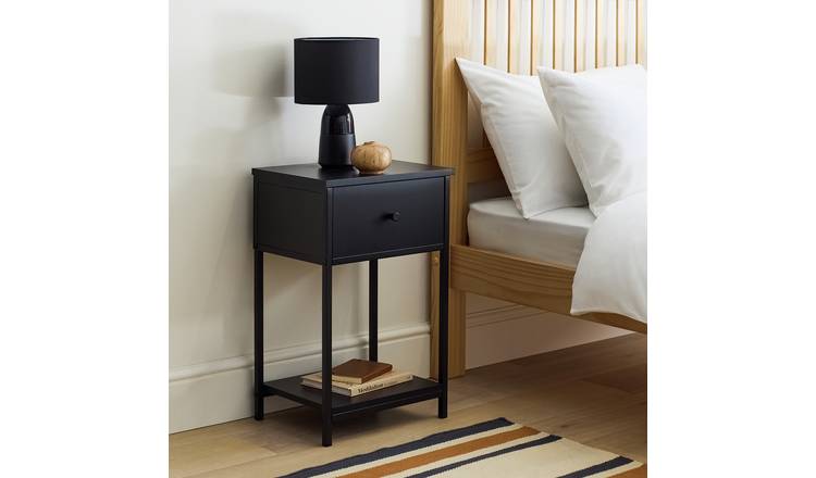 Argos Home Metal 1 Drawer Bedside Table - Black