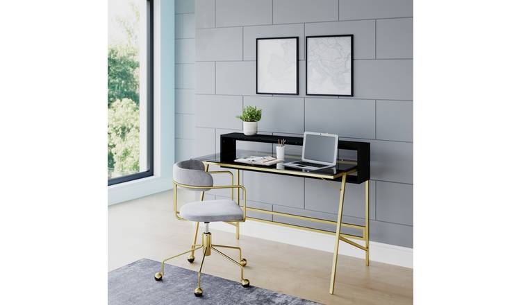 Dorel Morgan Office Desk - Black & Gold