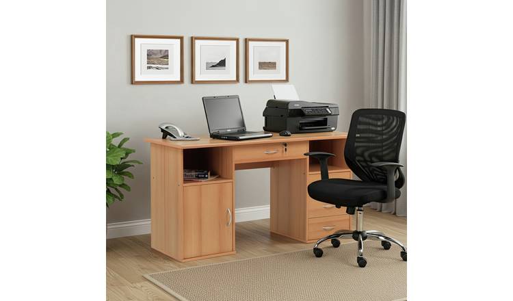 Dorel Dallas 4 Drawer Office Desk - Beech