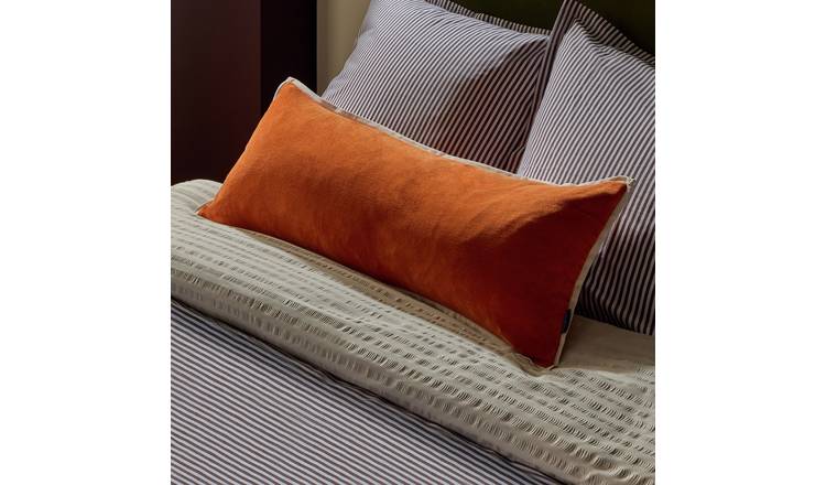 Habitat Cotton Velvet Lumbar Cushion Burnt Orange - 30x80cm