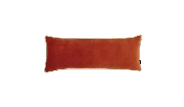 Habitat Cotton Velvet Lumbar Cushion Burnt Orange - 30x80cm