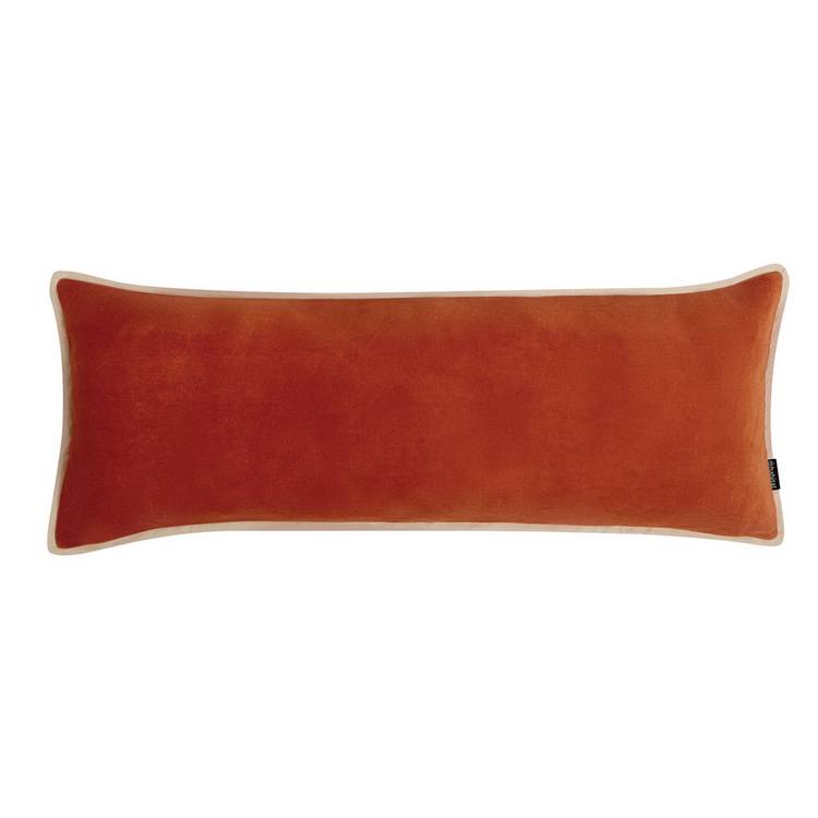 Habitat Cotton Velvet Lumbar Cushion Burnt Orange - 30x80cm 0
