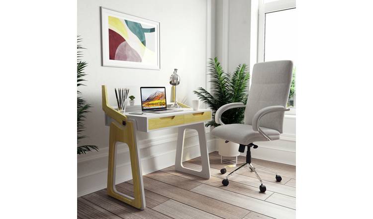 Dorel Palmer 2 Drawer Office Desk - White & Oak