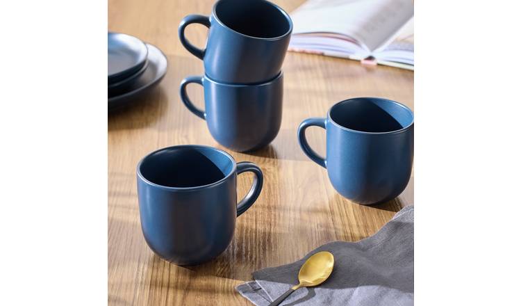 Habitat Set of 4 Matte Stoneware Mugs - Navy