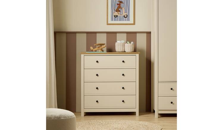 Habitat Brooklyn 4 Drawer Chest - Cream And Oak