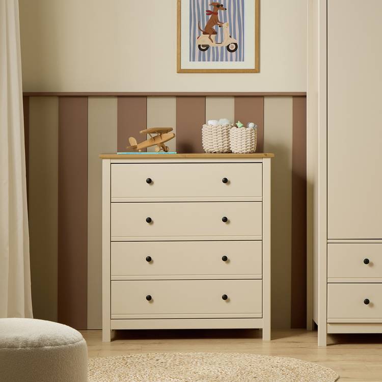 Habitat Brooklyn 4 Drawer Chest - Cream And Oak 0