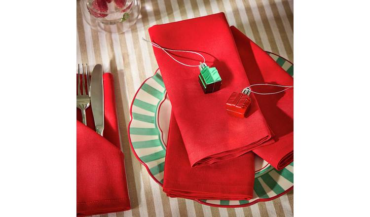 Argos Home Set of 4 Napkins - Red