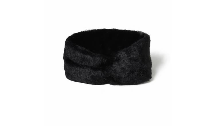 Freedom Black Faux Fur Headband