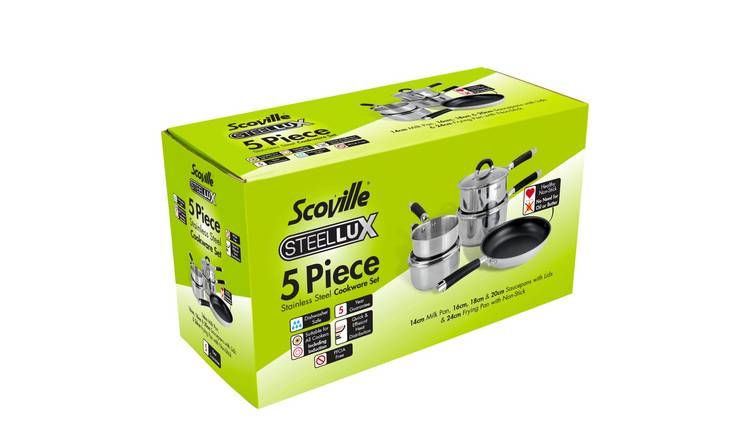 Scoville Steellux 5 Piece Steel Pan Set - Silver