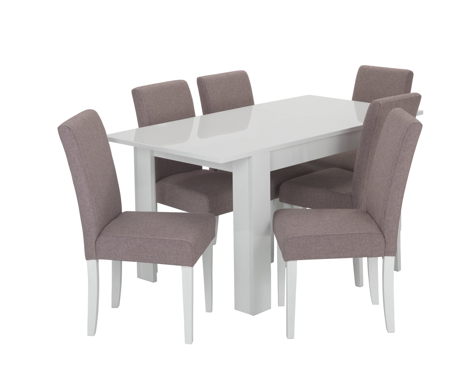 Argos Home Miami Gloss Extending Table & 6 Tweed Chair -Rose Review