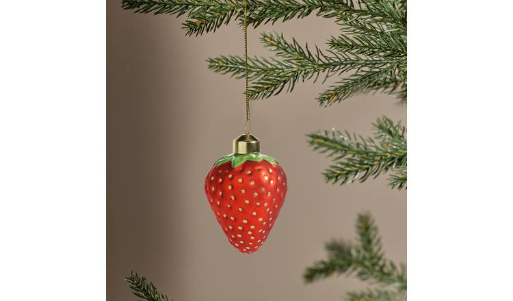 Argos Home Strawberry Single Hanging Christmas Bauble