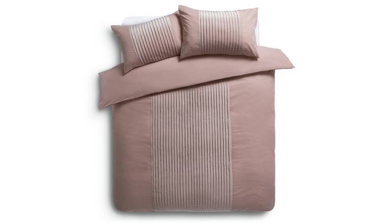 Habitat Pleated Velvet Pink Bedding Set - King Size