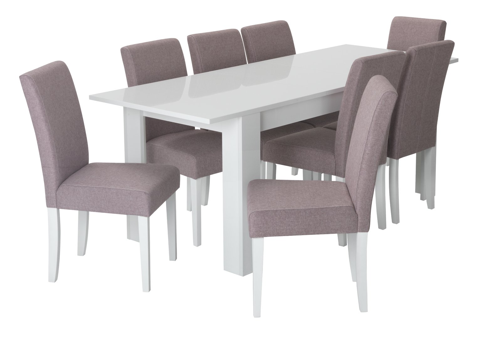 Argos Home Miami Gloss Extending Table & 8 Tweed Chair -Rose Review