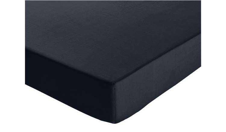 Habitat Pure Cotton 200TC Navy Deep Fitted Sheet - Kingsize