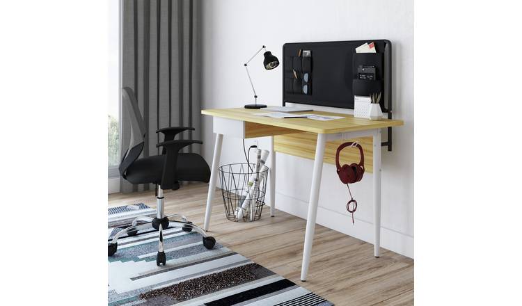 Dorel Freemont 1 Drawer Office Desk - White & Oak