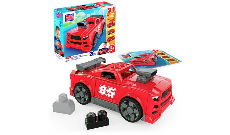MEGA BLOKS Build & Go Race Car Block Toy with Rolling Wheels (26 Pcs)
