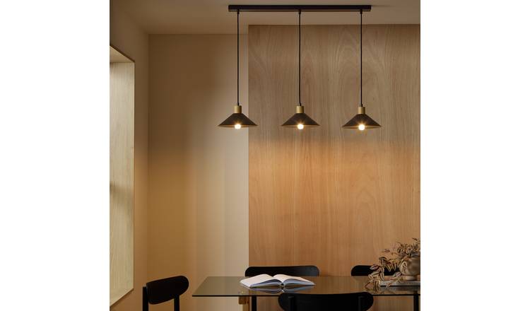 Argos Home Jensen Metal 3 Light Bar Pendant Light - Black