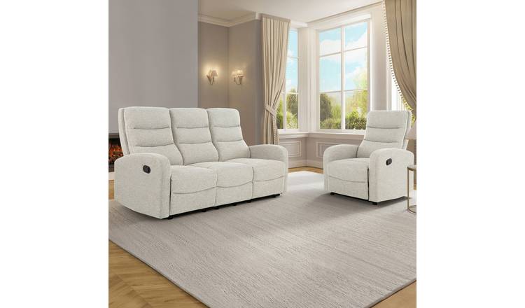 Dorel Rena Fabric 3 Seater Recliner Sofa - Natural