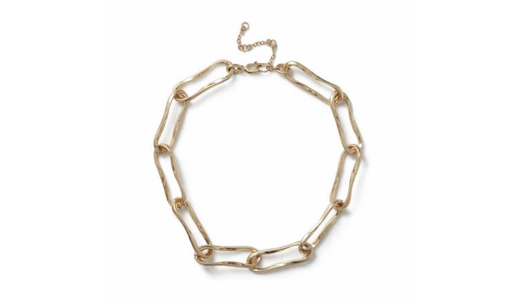 Freedom Gold Tone Brushed Link Chain Necklace