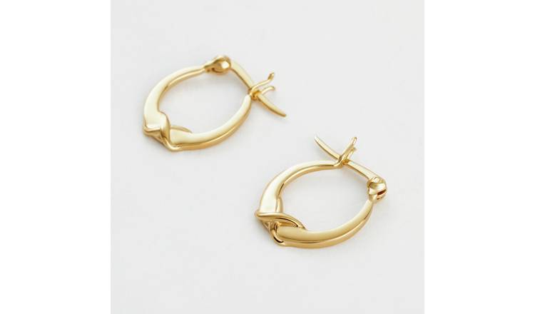 Revere Gold Plated Silver Crossover Creole Earrings