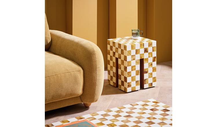 Habitat Chesset Side Table - Brown and Cream