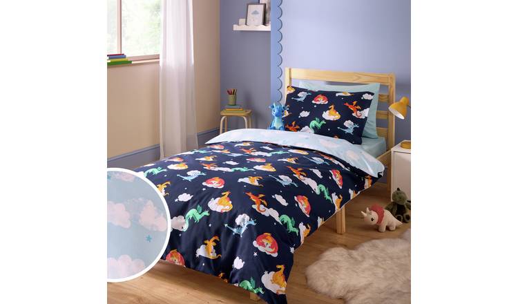 Argos Home Kids Dragon Blue Bedding Set - Single