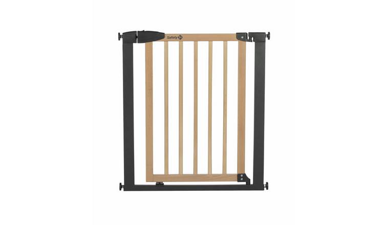 Safety 1st Simply Close Pressure Fit Safety Gate - Natural Wood & Graphite