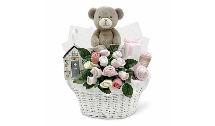 Babyblooms Frankie Bear New Baby Gift Basket - Pink