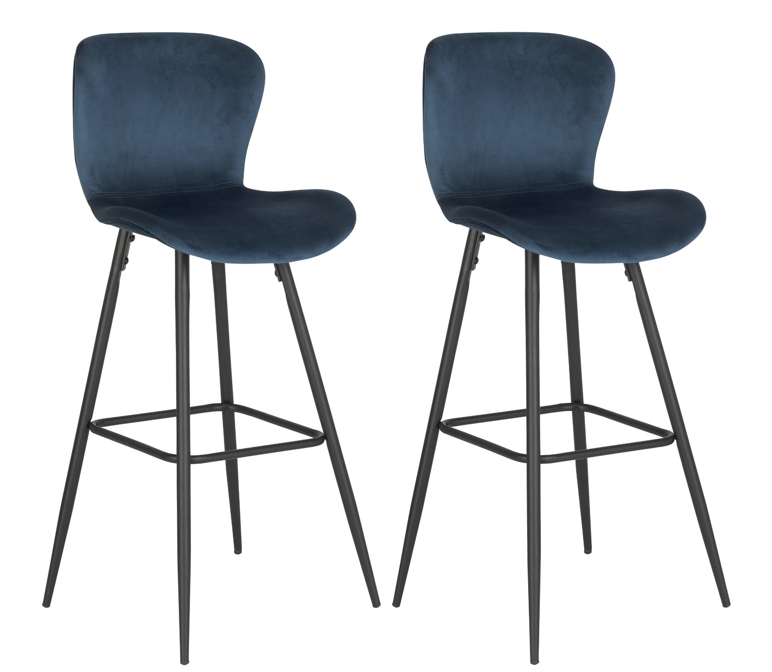 Habitat Etta Pair of Velvet Bar Stool - Blue