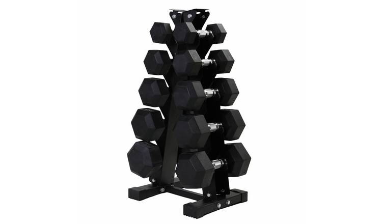 Northern Hex Dumbbells with 5-Tier Rack - Set of 10
