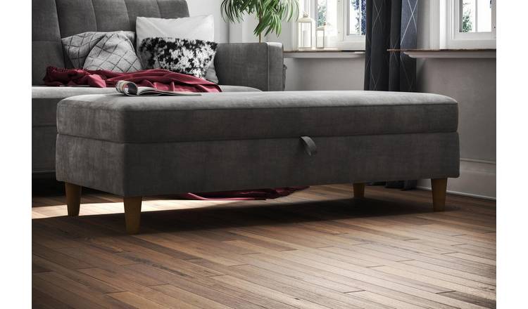 Dorel Hartford Chenille Ottoman Bed Frame - Grey
