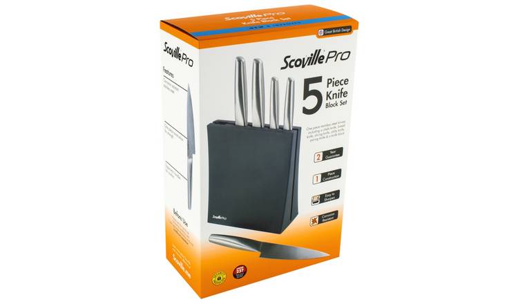 Scoville Pro 5 Piece Knife Block Set - Silver