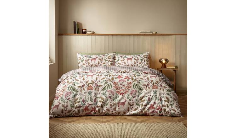 Catherine Lansfield Woodland Stag Check Cream Bedding Set - Single