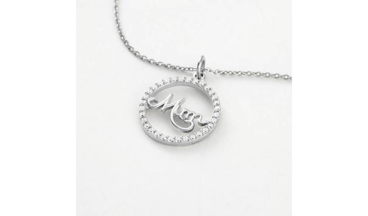 Revere Sterling Silver Cubic Zirconia Round Mum Pendant Necklace