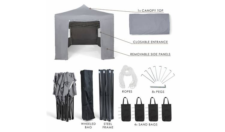 All Seasons Gazebos 3x6m Pop up Garden Gazebo with Side Panels - Grey