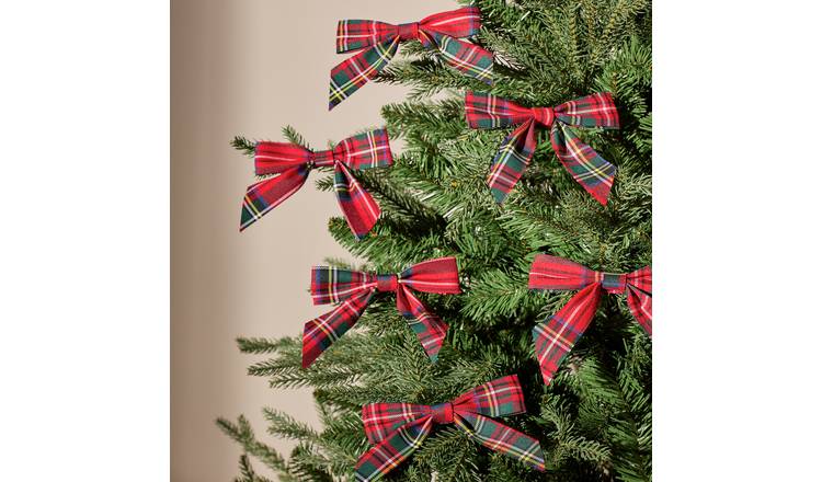 Argos Home Country Tartan Bows - Pack of 6