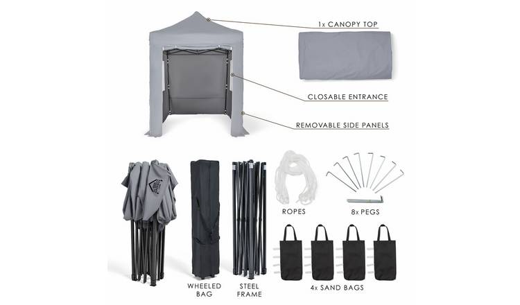 All Seasons Gazebos 3x2m Pop up Garden Gazebo with Side Panels - Grey