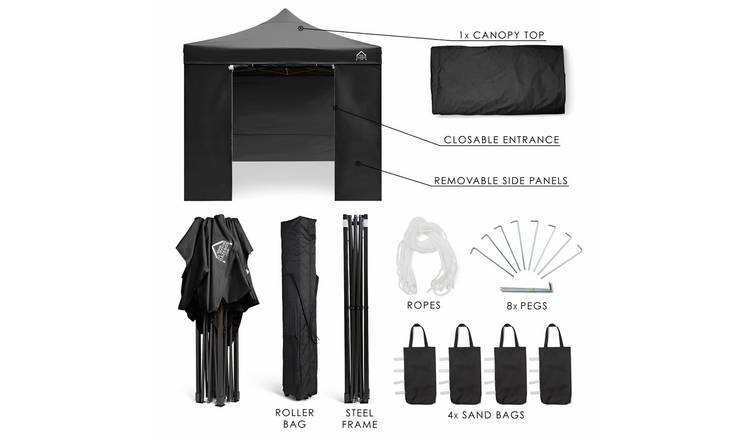 All Seasons Gazebos 3x3m Pop up Garden Gazebo with Side Panels - Black