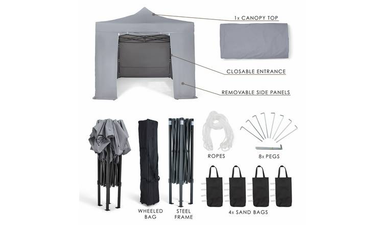 All Seasons Gazebos 3x4.5m Pop up Garden Gazebo with Side Panels - Grey