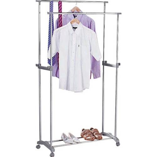 Buy Argos Home Double Adjustable Clothes Rail Silver Hanging rails