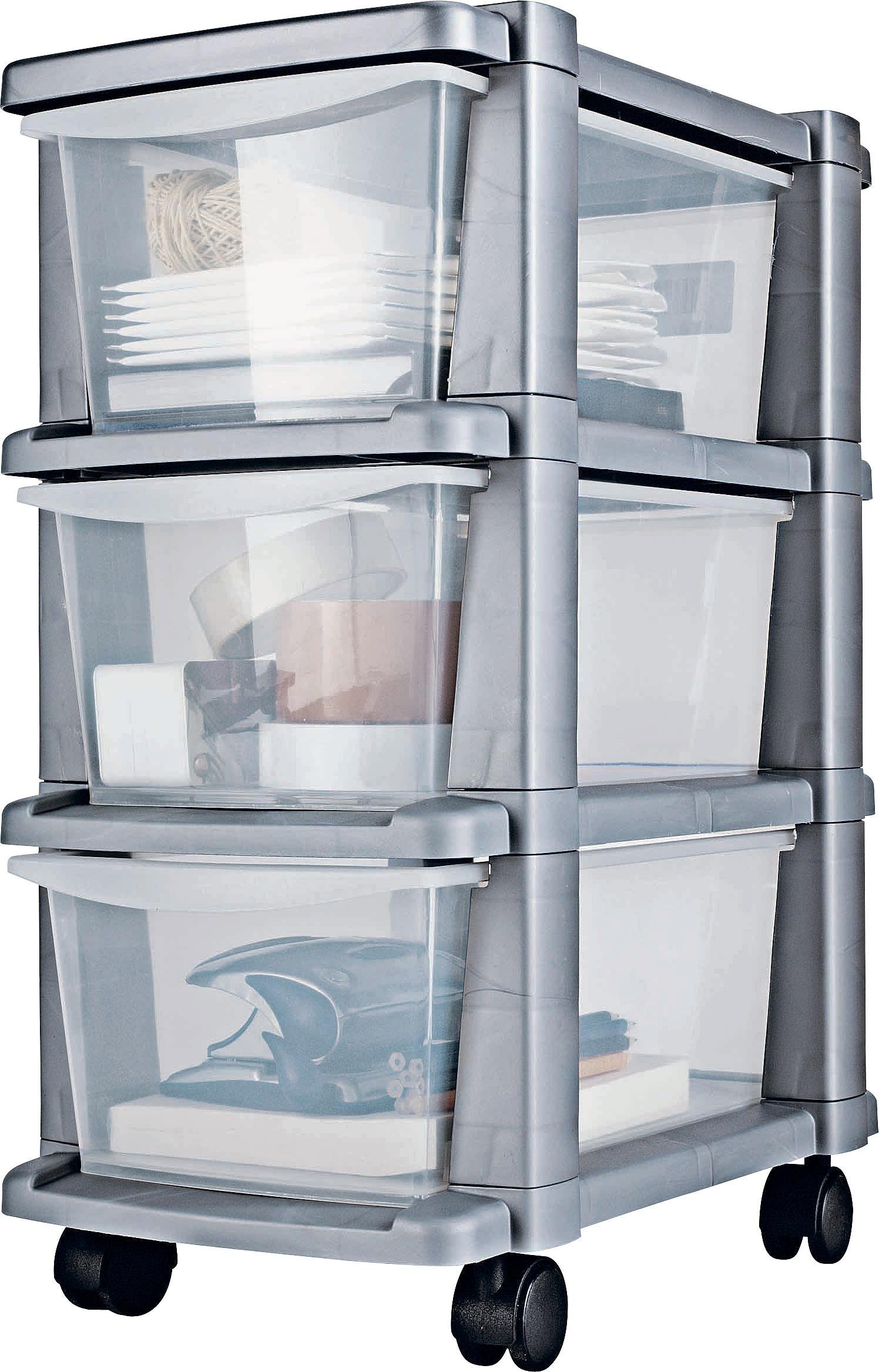 Argos Home Plastic 3 Drawer Silver Tower Storage Unit 8753373