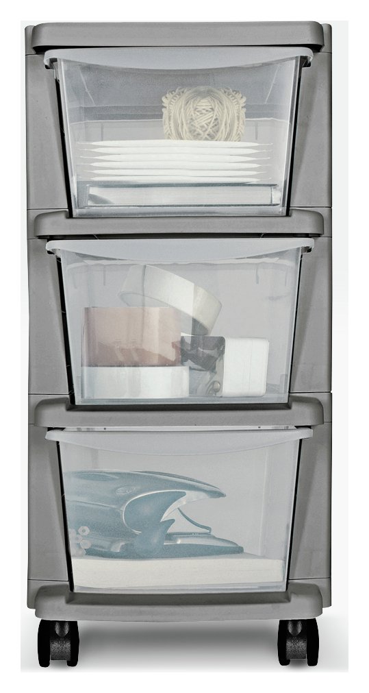 Argos Home Plastic 3 Drawer Silver Tower Storage Unit Reviews
