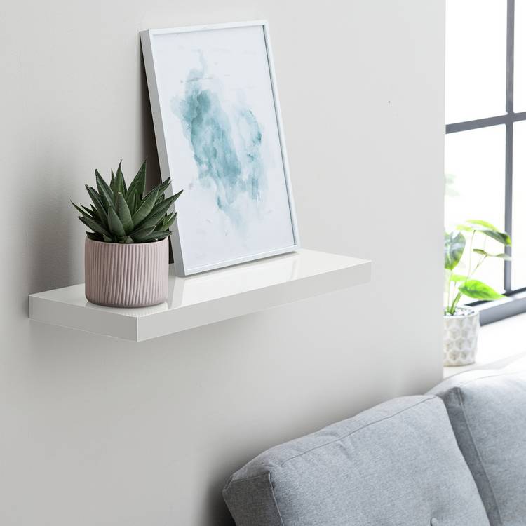 Habitat Jak 60cm Floating Shelf - White Gloss 0